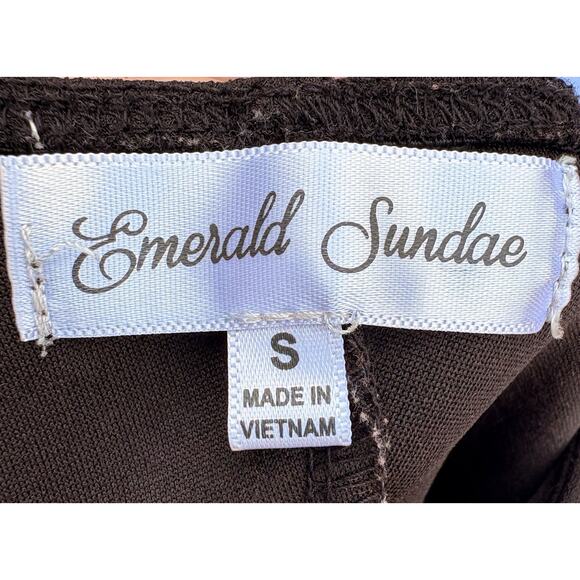 Emerald Sundae Junior Small Black Strappy V Neck Long Gown Dress Leg Slit - Picture 5 of 6